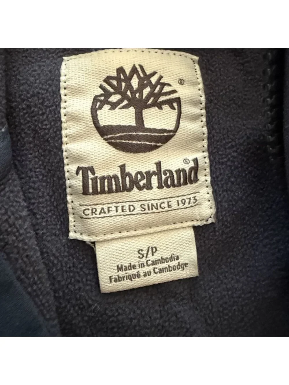 Timberland mens small blue hooded jacket zip up
